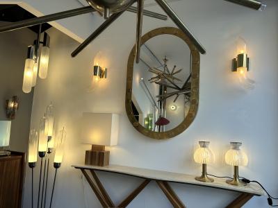  Esperia Pair of Lamps Brass and Murano Glass by Angelo Brotto for Esperia Italy 1970s