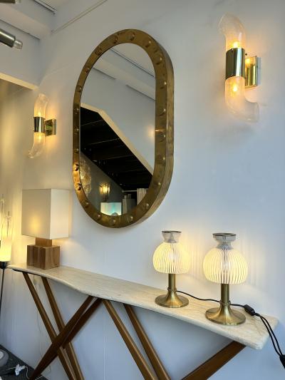  Esperia Pair of Lamps Brass and Murano Glass by Angelo Brotto for Esperia Italy 1970s