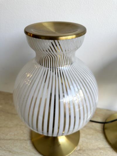  Esperia Pair of Lamps Brass and Murano Glass by Angelo Brotto for Esperia Italy 1970s