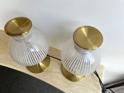  Esperia Pair of Lamps Brass and Murano Glass by Angelo Brotto for Esperia Italy 1970s