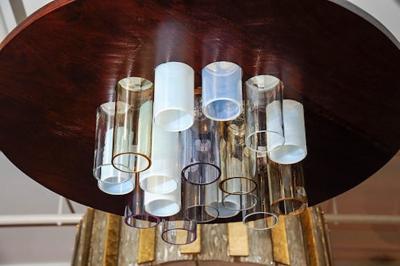  Esperia Unique Wood and Glass Chandelier by Esperia