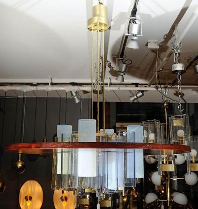  Esperia Unique Wood and Glass Chandelier by Esperia