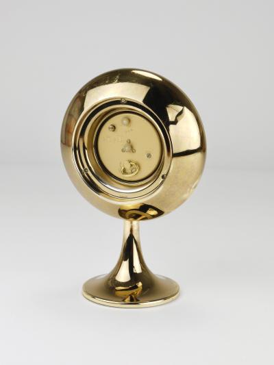  Europa Clocks Green Golden Table Desk Alarm Clock with Tulip Base by Europa Germany 1970s