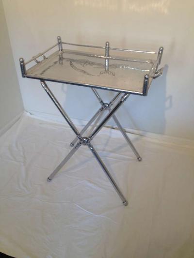  Everlast Metal Products Corporation Pair of Everlast Polished Aluminum Folding Bar Tray Tables