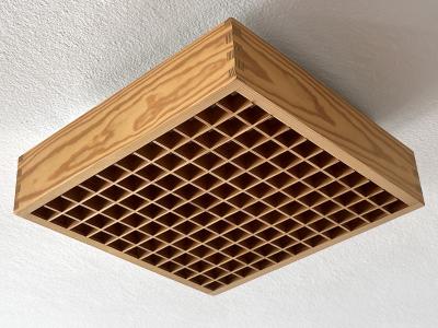  Exaktor Elegant Mid Century Modern Pine Wood Flush Mount or Ceiling Lamp Sweden 1970s