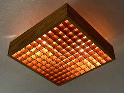  Exaktor Elegant Mid Century Modern Pine Wood Flush Mount or Ceiling Lamp Sweden 1970s