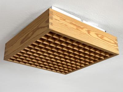  Exaktor Elegant Mid Century Modern Pine Wood Flush Mount or Ceiling Lamp Sweden 1970s