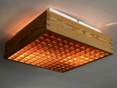  Exaktor Elegant Mid Century Modern Pine Wood Flush Mount or Ceiling Lamp Sweden 1970s