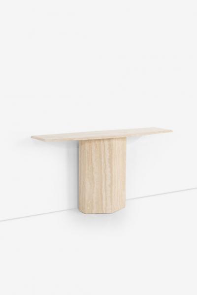  F A B Italy Console Table in Italian Travertine Marble 1970s