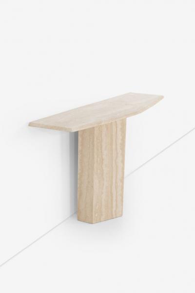  F A B Italy Console Table in Italian Travertine Marble 1970s