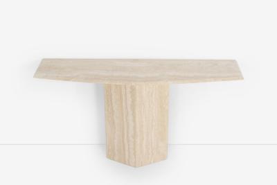  F A B Italy Console Table in Italian Travertine Marble 1970s