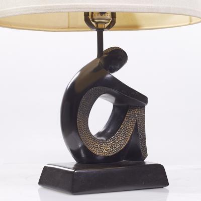  F A I P Fine Arts in Plastic Frederick Weinberg Style F A I P Mid Century Figurative Table Lamps Pair