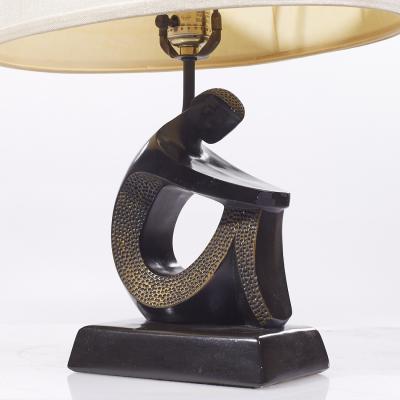  F A I P Fine Arts in Plastic Frederick Weinberg Style F A I P Mid Century Figurative Table Lamps Pair