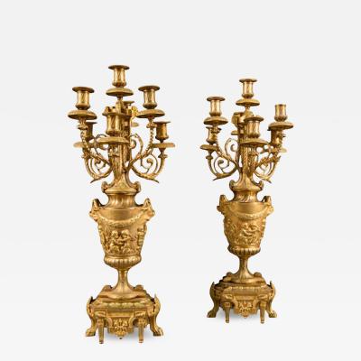  F BARBEDIENNE PAIR OF FRENCH ORMOLU CANDELABRAS ATTR TO F BARBEDIENNE