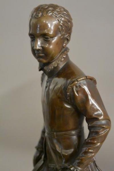  F Barbedienne Foundry 19thc bronze of young Henry IVth of France