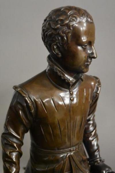  F Barbedienne Foundry 19thc bronze of young Henry IVth of France