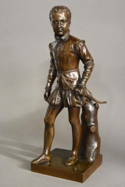  F Barbedienne Foundry 19thc bronze of young Henry IVth of France