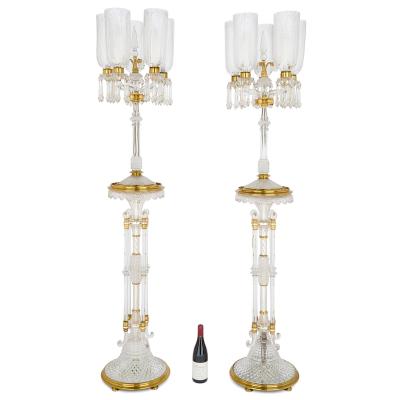  F C Osler Very large pair of antique English cut crystal candelabra by F C Osler