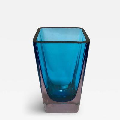  FABIO TOSI MURANO BLUE GLASS SOMMERSO VASE BY FABIO TOSI FOR CENEDESE