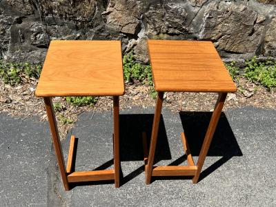  FBJ M bler DANISH MODERN MIXED WOODS PAIR OF SOFA END TABLES