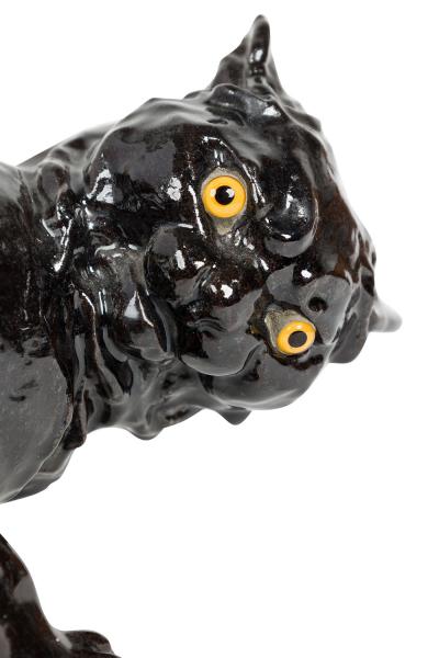  FIMONY Caen Fimony Black Glazed Terra Cotta Cat