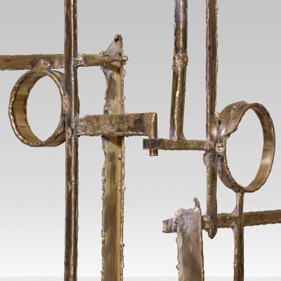 FLAIR FURNITURE Flair Edition 1970s Style Brutalist Brass Sculptural Screen