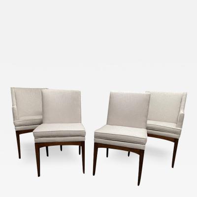  FLAIR FURNITURE SET OF FOUR MODERNIST WALNUT AND UPHOLSTERED DINING CHAIRS BY FLAIR FURNITURE