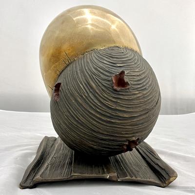  FP ART Monica Foglia Italian Modern Polished Gold Textured Bronze Heart Sculpture