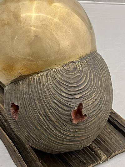  FP ART Monica Foglia Italian Modern Polished Gold Textured Bronze Heart Sculpture