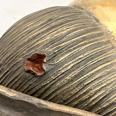  FP ART Monica Foglia Italian Modern Polished Gold Textured Bronze Heart Sculpture