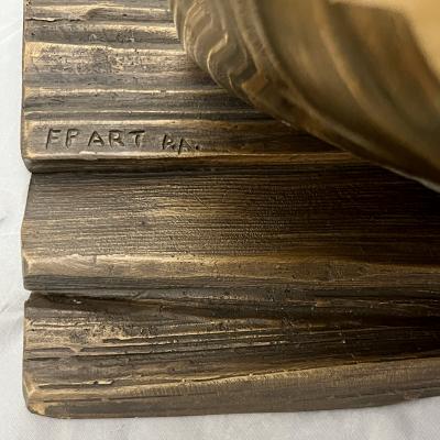  FP ART Monica Foglia Italian Modern Polished Gold Textured Bronze Heart Sculpture