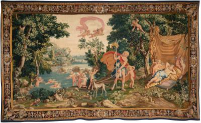  FRANCESCO ALBANI LATE 17TH CENTURY BEAUVAIS MYTHOLOGICAL TAPESTRY ADONIS LED