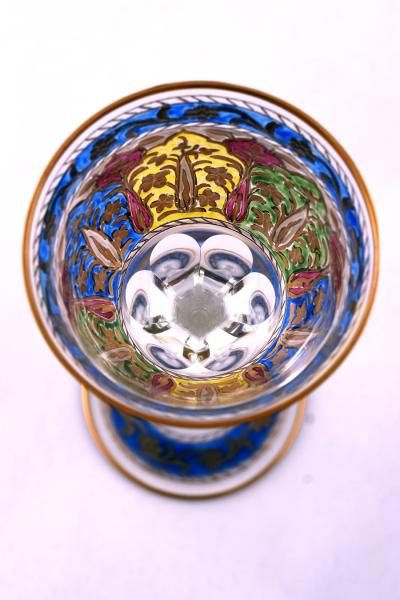 FRITZ HECKERT FRITZ HECKERT ENAMELLED HOCK GLASSE INSPIRED BY ISLAMIC DESIGN ART NOUVEA