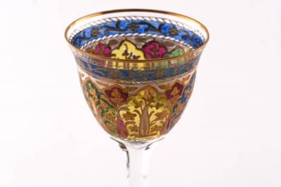  FRITZ HECKERT FRITZ HECKERT ENAMELLED HOCK GLASSE INSPIRED BY ISLAMIC DESIGN ART NOUVEA