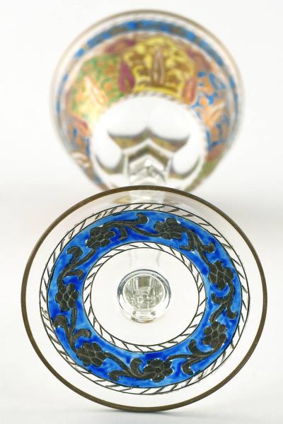  FRITZ HECKERT FRITZ HECKERT ENAMELLED HOCK GLASSE INSPIRED BY ISLAMIC DESIGN ART NOUVEA