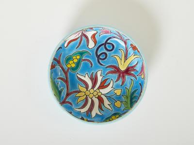Fa enceries et Emaux de Longwy Blue flowers Art deco bowl Emaux de Longwy 1950