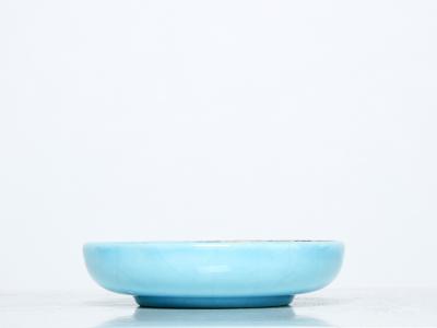 Fa enceries et Emaux de Longwy Blue flowers Art deco bowl Emaux de Longwy 1950