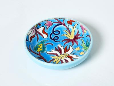 Fa enceries et Emaux de Longwy Blue flowers Art deco bowl Emaux de Longwy 1950