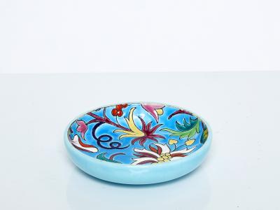 Fa enceries et Emaux de Longwy Blue flowers Art deco bowl Emaux de Longwy 1950