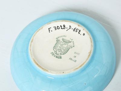 Fa enceries et Emaux de Longwy Blue flowers Art deco bowl Emaux de Longwy 1950