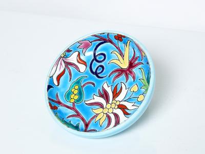 Fa enceries et Emaux de Longwy Blue flowers Art deco bowl Emaux de Longwy 1950