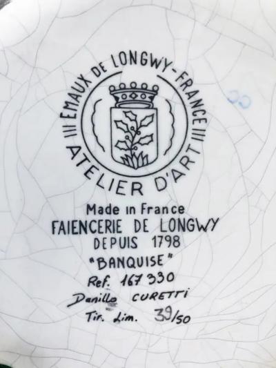Fa enceries et Emaux de Longwy Danilllo Curetti Emaux de Longwy Faience Vase Titled Banquise 39 50