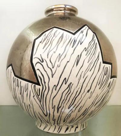Fa enceries et Emaux de Longwy Danilllo Curetti Emaux de Longwy Faience Vase Titled Banquise 39 50