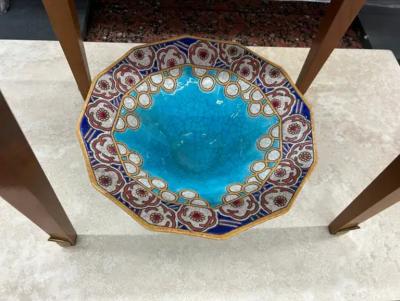 Fa enceries et Emaux de Longwy French Art Deco Compote Or Bowl By Longwy