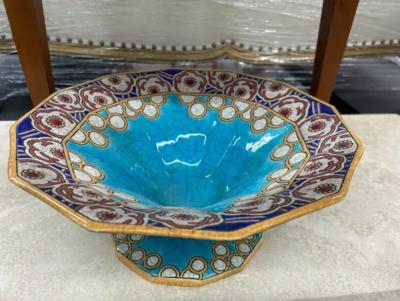 Fa enceries et Emaux de Longwy French Art Deco Compote Or Bowl By Longwy