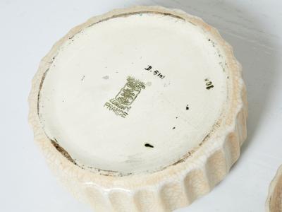 Fa enceries et Emaux de Longwy Large round flowers cream Art deco box Emaux de Longwy 1930