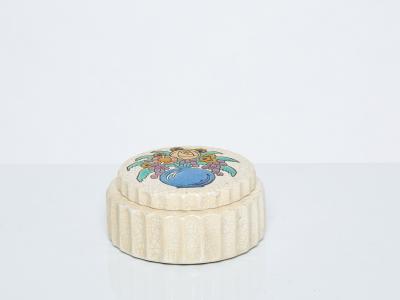 Fa enceries et Emaux de Longwy Large round flowers cream Art deco box Emaux de Longwy 1930