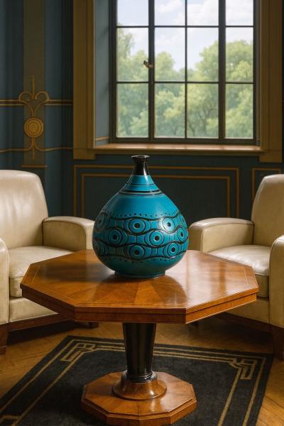  Fa enceries et Emaux de Longwy Longwy Art Deco Primavera Vase France circa 1920s