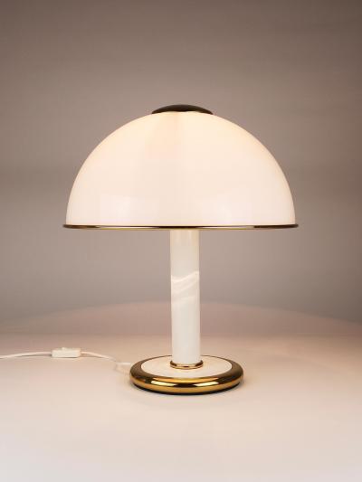  Fabbian F Fabbian Gold White Murano Glass Mushroom Table Side Lamp Italy 1970s