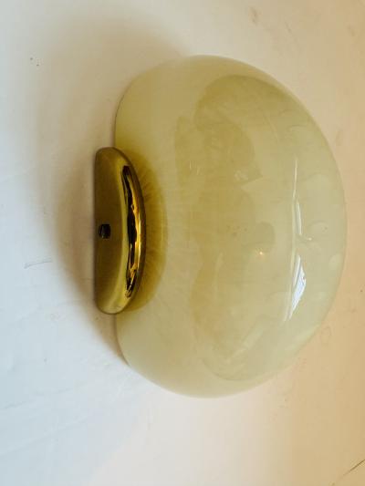  Fabbian Italian 1970s Mid Century Fabbian Egg Murano Glass Wall Lamps